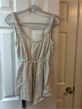 Princess Polly Neutral Linen-Textured Sleeveless Romper